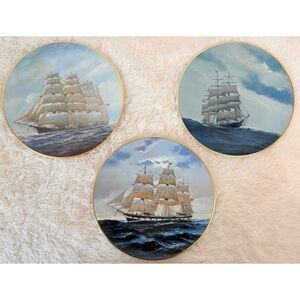 (3) Vintage 80s Charles Lundgren's Golden Age of Sail Clipper Ship Plates